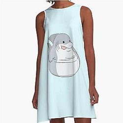 Jeff the Land Shark Chonk A-Line Dress was cleaned up to: Jeff the Land Shark A-Line Dress.