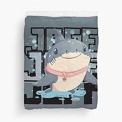 Jeff the Land Shark - Cute Shark with pink collar Duvet Cover
