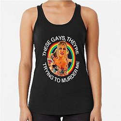 Jennifer Coolidge quote - Gays They're trying to murder me Racerback Tank Top