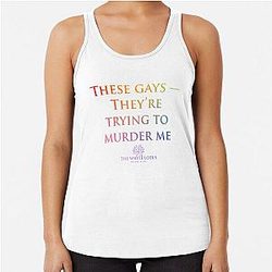 Jennifer Coolidge - these gays they are trying to murder me Racerback Tank Top