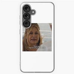 These gays are trying to murder Jennifer Coolidge on the White Lotus meme with a Samsung phone case.