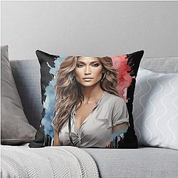 Jennifer Lopez Watercolor Portrait Throw Pillow
