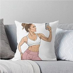 Jennifer Lopez Confident Fitness Style Illustration Throw Pillow