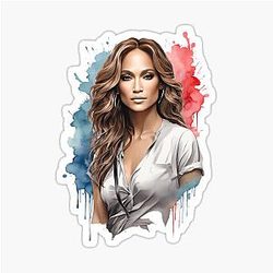 Jennifer Lopez Watercolor Portrait Stickers