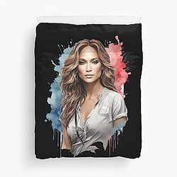 Jennifer Lopez Watercolor Duvet Cover