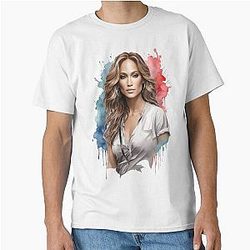 Jennifer Lopez Watercolor Portrait Celebrity Fan Art Gift Classic T-Shirt