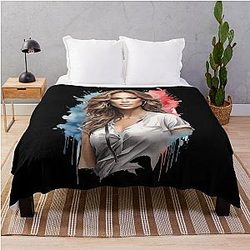 Jennifer Lopez Watercolor Portrait Blanket