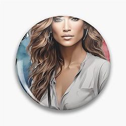Jennifer Lopez Watercolor Portrait Pin