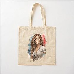 Jennifer Lopez Watercolor Portrait Cotton Tote Bag