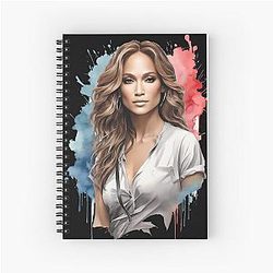 Jennifer Lopez Watercolor Portrait Notebook