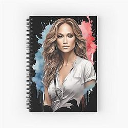 Jennifer Lopez Watercolor Portrait Notebook
