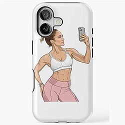 Jennifer Lopez Confident Fitness Style Illustration iPhone Case