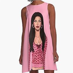 Normal A-Line Dresss in y2k Pink_chevron Hearts Jennifer's Body check Check.