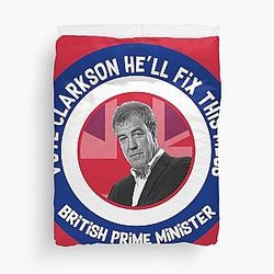 Jeremy Clarkson Prime Minister 
Clarkson Funny Gifts
Clarkson For King Duvet Cover