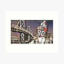 Jerry Rice and Golden Gate Bridge Art Print