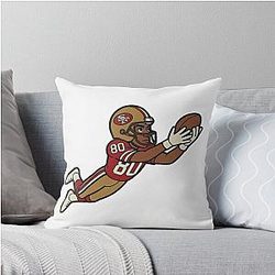 Gridiron Greats: A Cartoon Tribute to Jerry Rice Throw Pillow