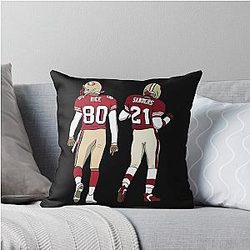 Deion Sanders Jerry Rice Throw Pillow