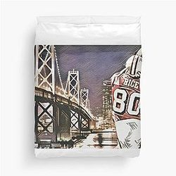Jerry Rice and the Golden Gate Bridge Duvet Cover