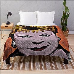 Jessica Fletcher in Pop Art Style Lithograph (Orange Background) Throw Blanket