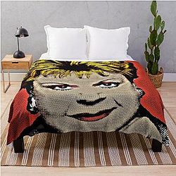 Jessica Fletcher in Pop Art Style Lithograph Throw Blanket