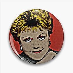 Jessica Fletcher in Pop Art Style Lithography Red Background Pin