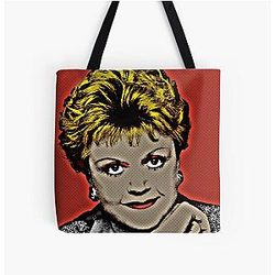 Jessica Fletcher in Pop Art Style Lithograph All Over Print Tote Bag