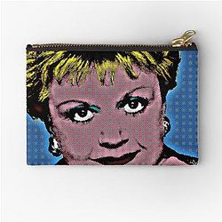 Jessica Fletcher in Pop Art Style Lithography Zipper Pouch with Blue Background