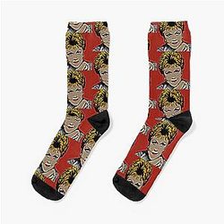 Jessica Fletcher in Pop Art Style Lithography (Red Background) Sock