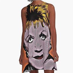 Jessica Fletcher in Pop Art Style Lithography Orange A-Line Dress