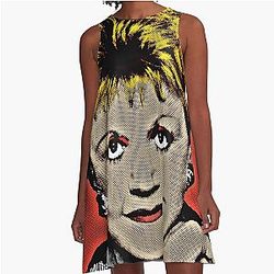Jessica Fletcher in Pop Art Style Lithograph A-Line Dress