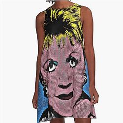 Jessica Fletcher in pop art style lithography A line dress