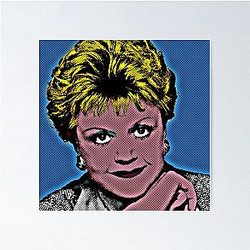 Jessica Fletcher in Pop Art Style Lithograph Poster on Blue Background