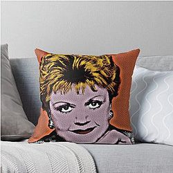 Jessica Fletcher in Pop Art Style Lithograph on Orange Background Throw Pillow
