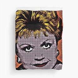 Jessica Fletcher in Pop Art Lithography Orange Background Duvet Cover
