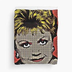 Jessica Fletcher in Pop Art Lithography Red Background Duvet Cover
