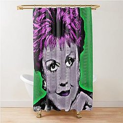 Jessica Fletcher in Pop Art Style Lithography Shower Curtain on a Green Background
