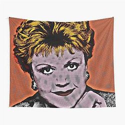 Jessica Fletcher in Pop Art Style Lithograph on Orange Background Tapestry