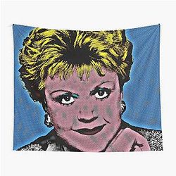 Jessica Fletcher in Pop Art Style Lithograph (Blue Background) Tapestry