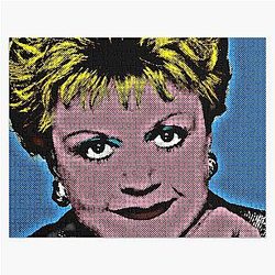 Jessica Fletcher in Pop Art Style Lithography Puzzle with a Blue Background