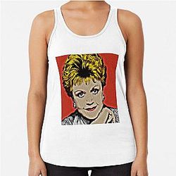 Jessica Fletcher in Pop Art Style Lithograph on Red Background Racerback Tank Top