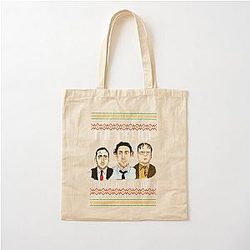 The Office is Coming to Town Michael Scott Jim Halpert Dwight Schrute Ugly Cotton Tote Bag
