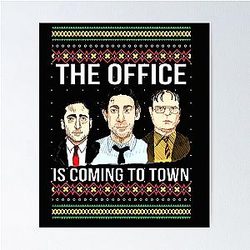 The Office is Coming to Town Michael Scott Jim Halpert Dwight Schrute Ugly Poster