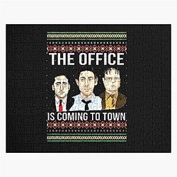 The Office is Coming to Town Michael Scott Jim Halpert Dwight Schrute Ugly Jigsaw Puzzle