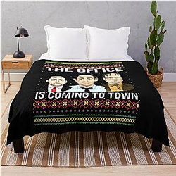 The Office is Coming to Town Michael Scott Jim Halpert Dwight Schrute Throw Blanket