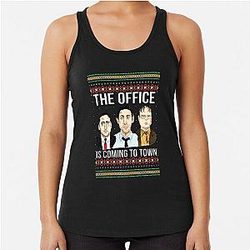 The Office is Coming to Town Michael Scott Jim Halpert Dwight Schrute Ugly Racerback Tank Top