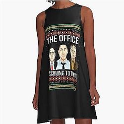 The Office is Coming to Town Michael Scott Dwight Schrute Ugly A-Line Dress