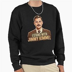 I Stand With Jimmy Kimmel Retro Poster Pullover Sweatshirt for Comedy Fans Gift for TV Lovers