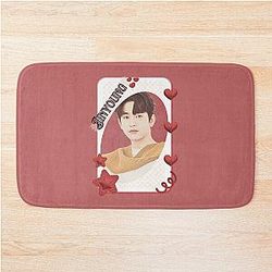 Got Jinyoung Korean Boy Group Kpop Collage Design Red Aesthetic Bath Mat