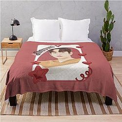 Got 7 Jinyoung Korean Boy Group K Pop Card Red Aesthetic Collage Blanket