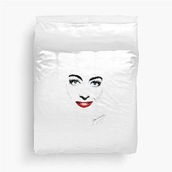 Joan Crawford Stencil Duvet Cover is already clean and ready to go.